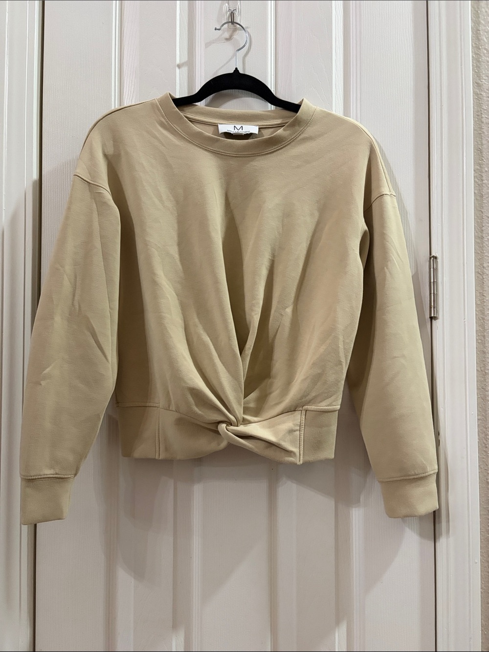 Casual Twist Front Pullover Sweatshirt - Cream size small